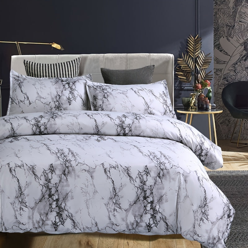 3-Piece Marble Luxury Duvet Cover Set