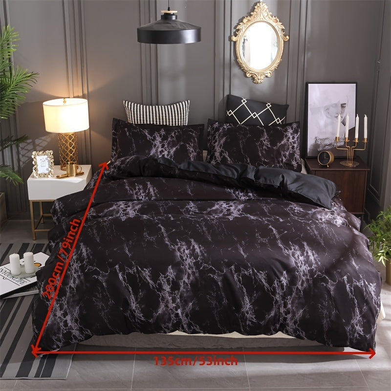 3-Piece Marble Luxury Duvet Cover Set