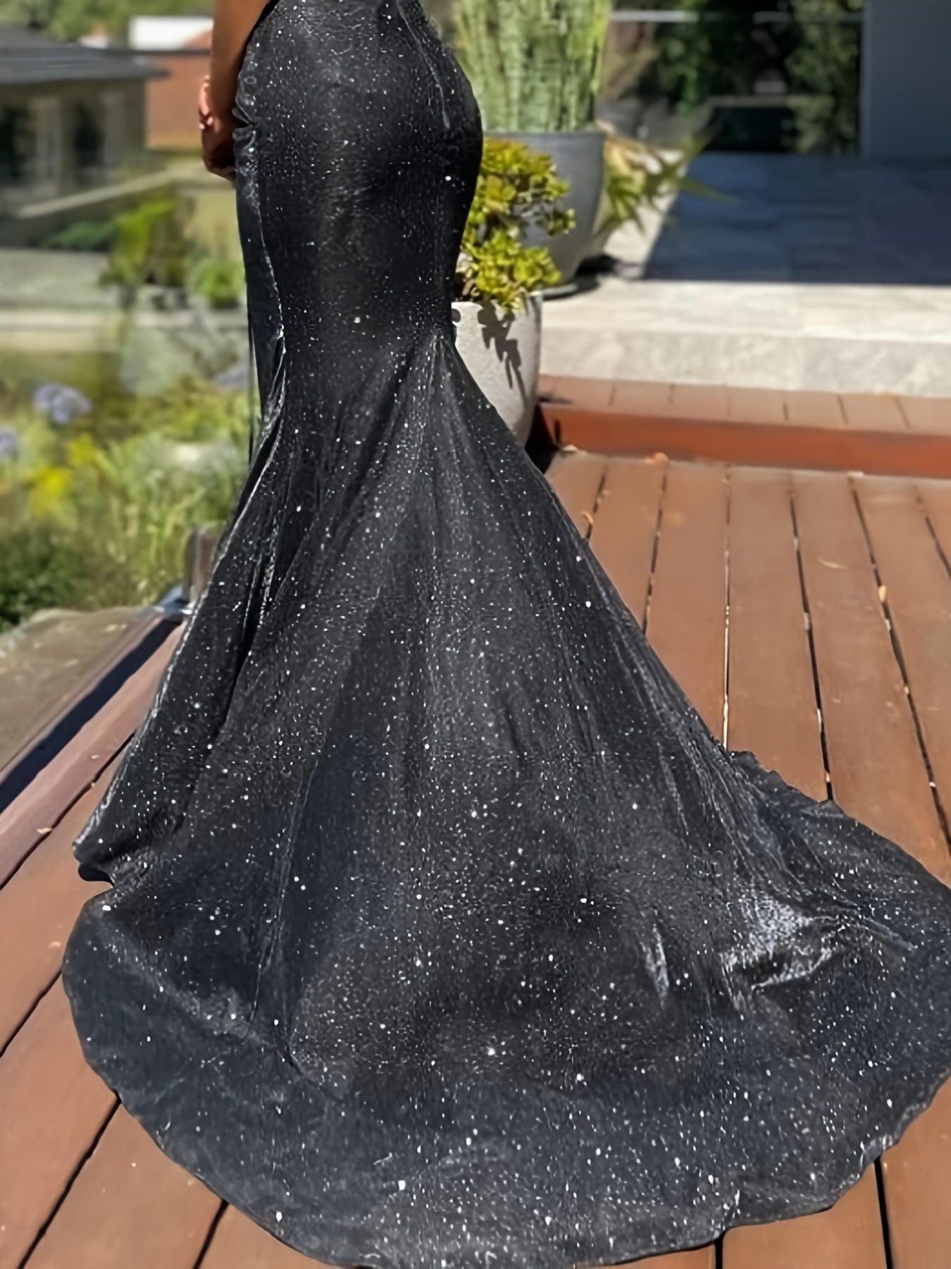 Elegant Glitter Sequin Slip Sleeveless Backless Maxi Dress