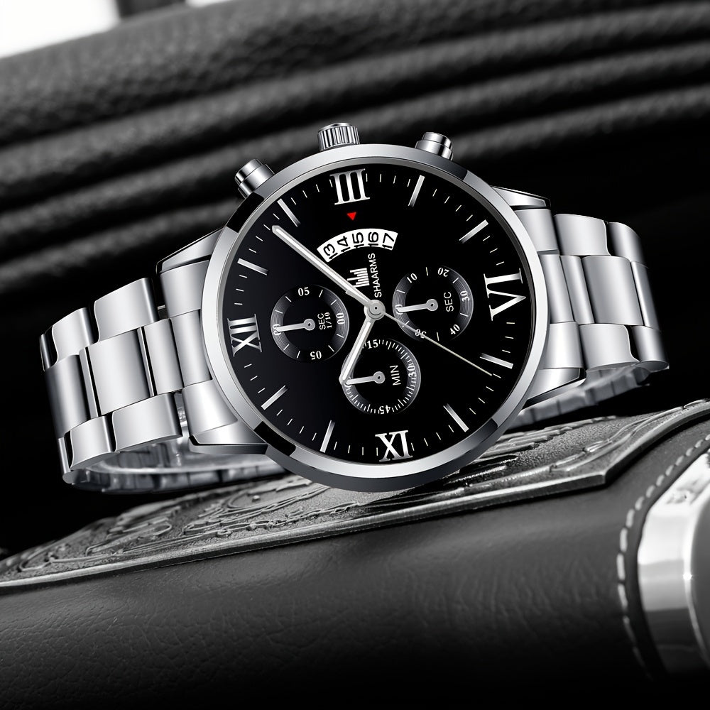 Men's Business Quartz Watch With Faux Three Subdials
